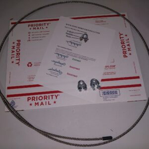 A flexible metal cable with a threaded end on a USPS Priority Mail background.