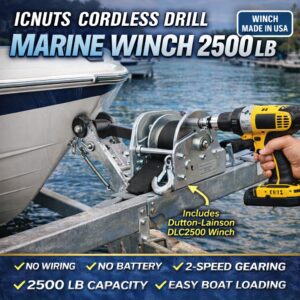 Cordless Drill Boat Trailer Winch 2500 lb | ICNUTS Marine Winch Kit