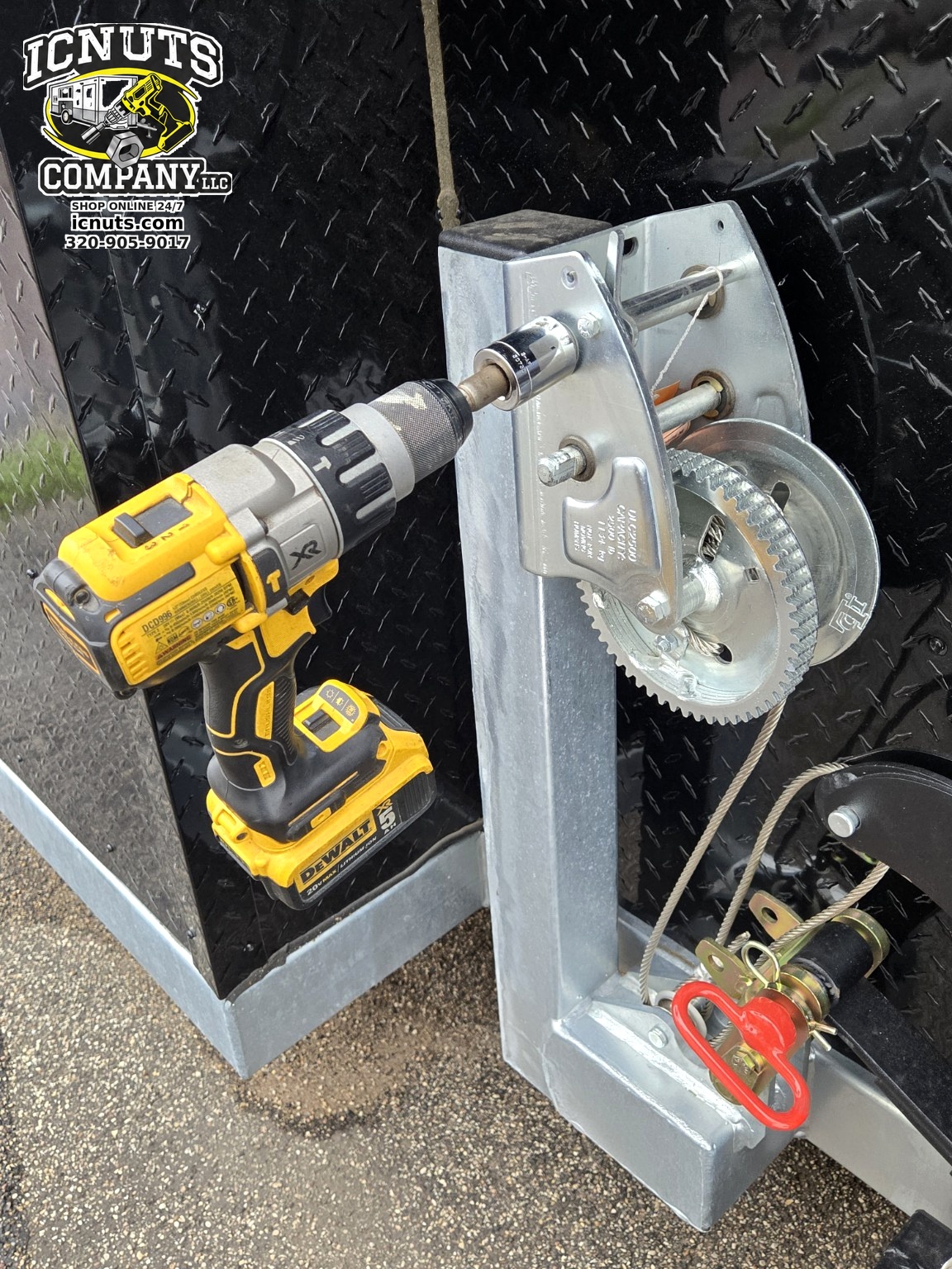 ICNUTS fish house winch cordless drill installation