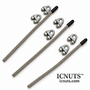 ICNUTS Ice Castle three-cable kit with six clamps on white background